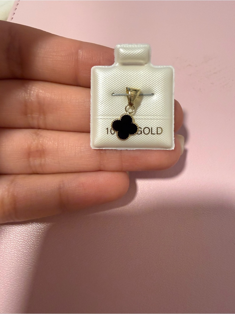 10K Gold black clover Pendant Charm